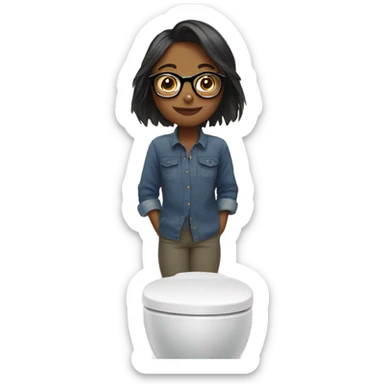 girl with glasses in the bathroom sticker