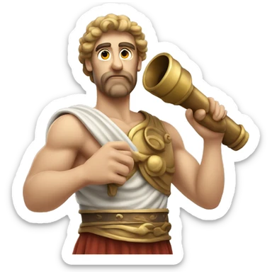 Muscular Ancient Greek sailor holding a telescope sticker