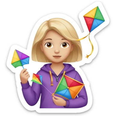 little girl kid holding kite in front of her chest sticker