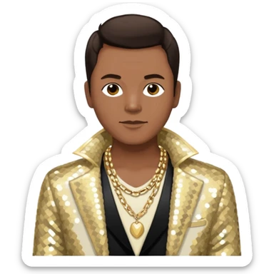 Philip Bailey from Earth Wind and Fire with dark brown hair, ivory sequin jacket, shirtless with necklace  sticker