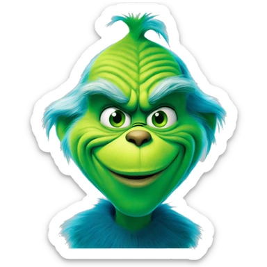 The grinch smirking but he’s blue sticker