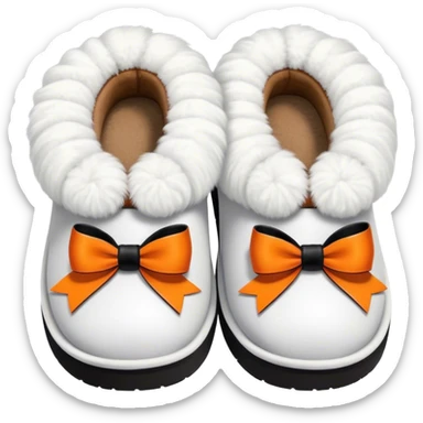 Uggs slippers with orange, white and black bows sticker