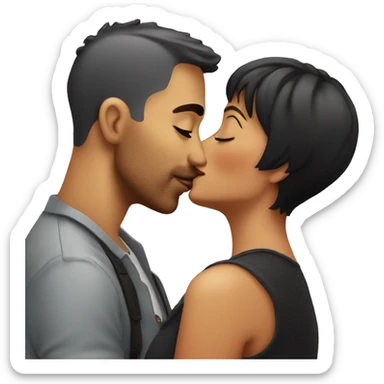Short hair guy kissing Latin woman sticker