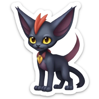 Black cool vampiric Noivern-Litten-Sphynx-Lykoi-Caracal-Fakemon with big bat ears full-body sticker