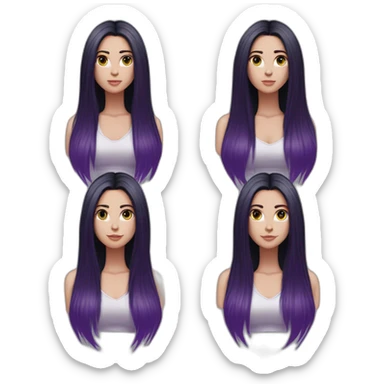White girl with long straight black hair and purple streak hair Raven Queen sticker
