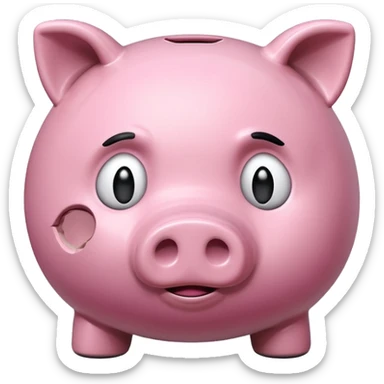 emoji of sad unhappy piggy bank, right view sticker
