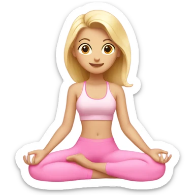 blonde girl doing yoga in pink bra and pink pants sticker