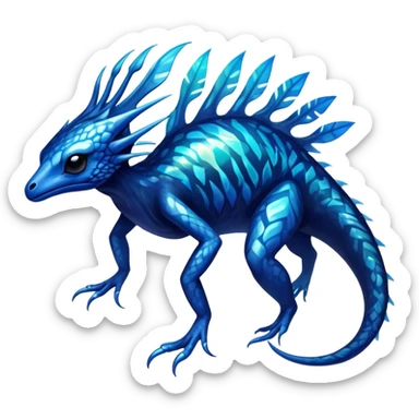 a translucent black blue iridescent ethereal tropical edgy vernid-fionbri-creature with splash patterns full body sticker