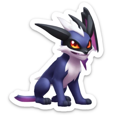 Edgy Cool Kawaii Litten/Noivern-Noibat-Absol-Pokémon Full Body sticker
