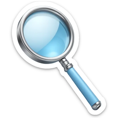 3D render of Magnifying Glass, forensic investigation aesthetic, sterile clinical lighting, cool blue undertones, sharp high-contrast details, professional clean look. sticker