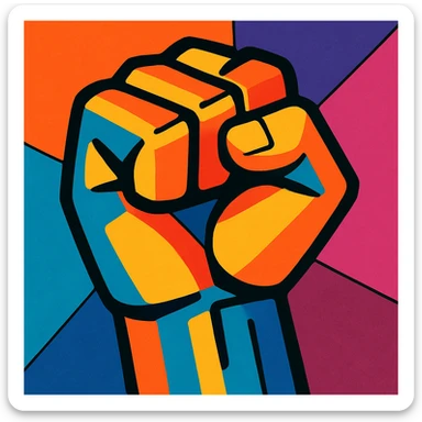 a fist in a creative vibrant toon style, artistic and unique sticker