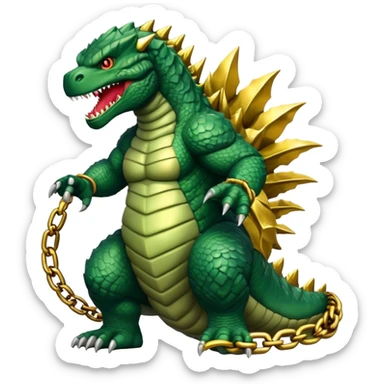 Godzilla with a gold chain sticker