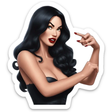 megan fox vampire pinup hyperrealistic pointing in camera  sticker