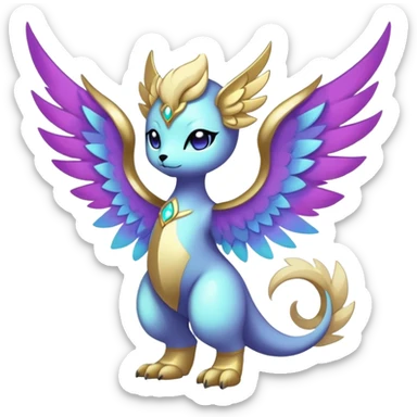 Anthro Sona Cool Edgy Cute Beautiful Colorful Shy Winged Shiny Nebula Fakemon-Fantasy-Creature Full Body sticker