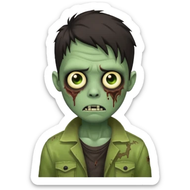 light green zombie boy emoji with dark medium hair sticker