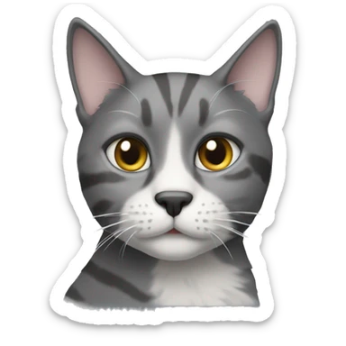 Cat with grey fur and white markings on the face sticker