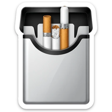 Minimalistic cigarette pack emoji, metallic black and white sticker