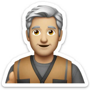 Woodworker caucasian gray and black hair sticker