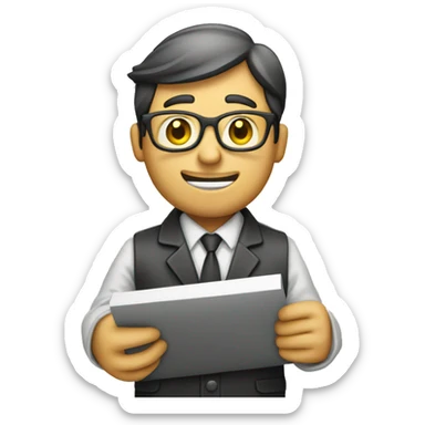 architect holding plans and a ruler sticker