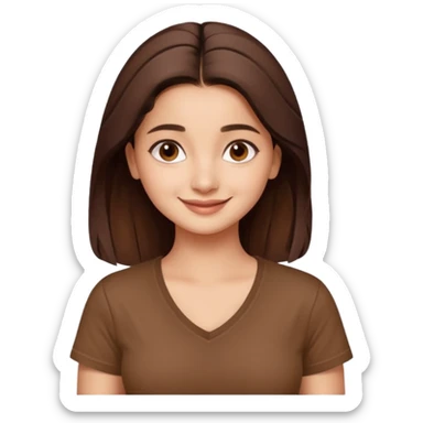 ipretty bratz emoji of alia bhatt wearing a V neck brown tshirt. She should look like Alia Bhatt sticker