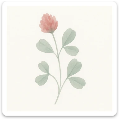 a clover with a flower, soft watercolor style sticker