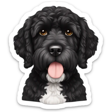 black face Portuguese water dog with white chin and chest sticker