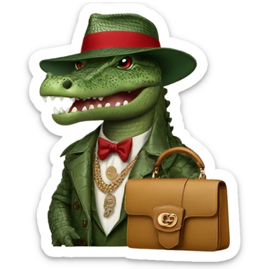 Rich crocodilee with a Gucci hat and Gucci bag sticker