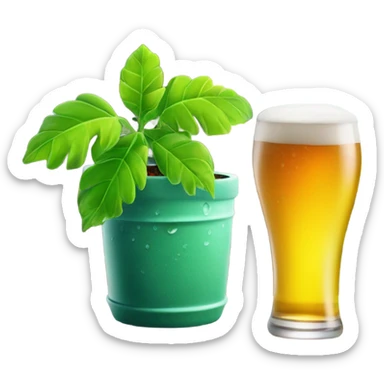 potted plant + beer sticker