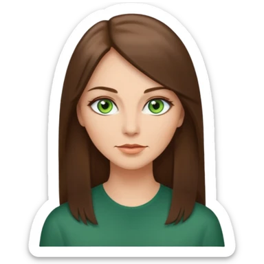 pretty middle age woman with green eyes and long straight ash-brown hair  sticker