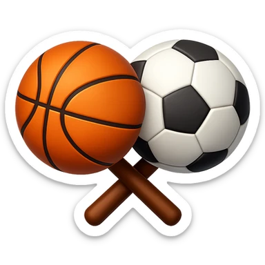 Сгенерируй мне в стиле детализированного емодзи два скрещенных мяча на пнг фоне без фона sticker