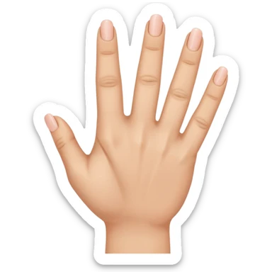 the ring finger, index finger, and middle finger facing up while the thumb and pinky finger are facing inwards towards the hand sticker