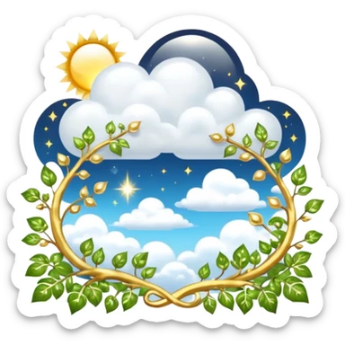 White and glittery gold with marble stones, vines, divine, heavenly, spiritual, pure, glowing, cute clouds, sunshine, sparkly, beautiful, elegant, luxurious, pretty, aesthetic scenery scene picture   sticker