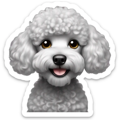 Small poodle mix, fur is not curly at all. All black in color everywhere. No other color. Underbite with teeth showing  sticker