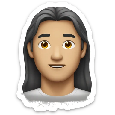asian man with long hair and jawline sticker