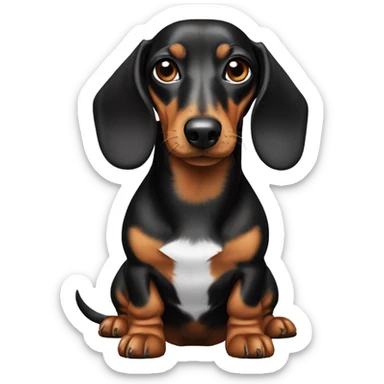 Dachshund wearing a bob wig sticker