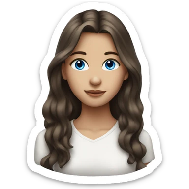 Beautiful teenage girl, long hair, brunette, blue eyes sticker