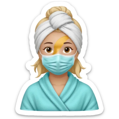 Face cleanser girl with mask and towel on her hair sticker