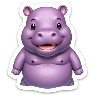 A 3D cartoon hippopotamus half-submerged in water, smiling gently, soft lighting, rounded body and glossy texture, cute Memoji-style look.Full body. sticker