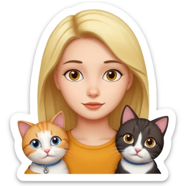 realistic portrait of a girl with cats sticker