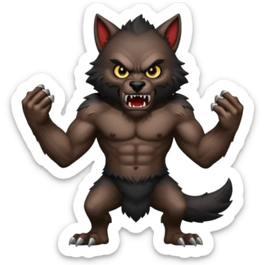 Create an emoji of Werewolf half bodied till waist sharp nails angry face black sticker