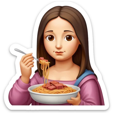  SPAM meat melted pink dripping sauce spaghetti monalisa portrait sticker