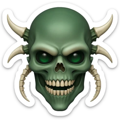 HR giger, wires dark green flesh undead sorcerer, head. bones and skin sticker