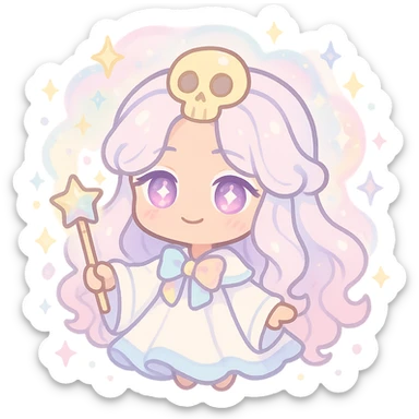 Eternal Sugar from Cookie Run Kingdom, chibi style, magical aura, pastel palette sticker
