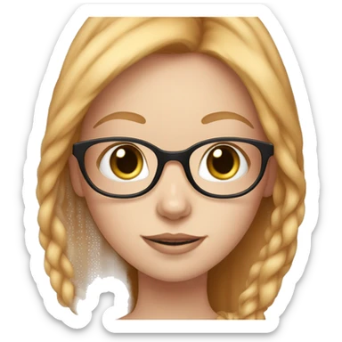 White skin strawberry-blonde haired girl with glasses holding long-haired calico cat sticker