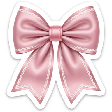 light pink bow with white lace sticker