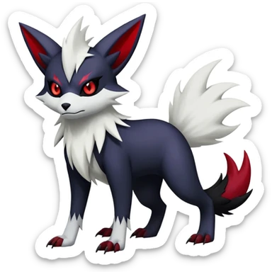 Vampiric feral emo dark Zangoose-Absol-Noibat-Fakémon-hybrid-creature (full body) sticker