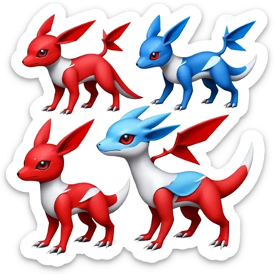  Cute Guilmon-Latias-Koraidon-Umbreon-Fakémon-hybrid-creature (full body)  sticker