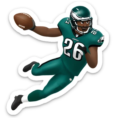 philadelphia eagle player football number 26 jumping kelly green sticker