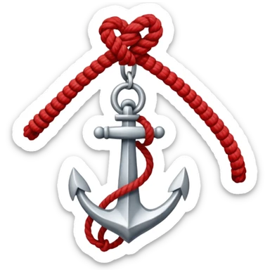 Je veux un emoji encre dans ce style là : ⚓ je veux qu’il représente sentimental par un noeud : 🪢 peut tu me faire l’ancre en argent en gardant la corde rouge  sticker