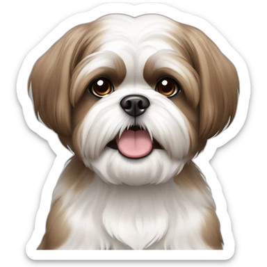 Hungry white and brown shih tzu in short hair sticker